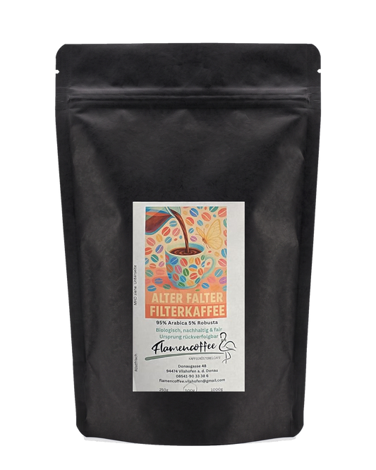 Flamencoffee Alter Falter – Kaffeetüte, freigestellt