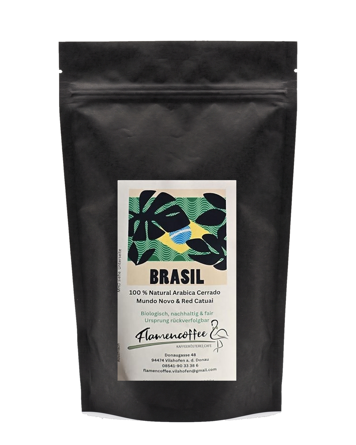 Flamencoffee Brasil – Kaffeetüte, freigestellt