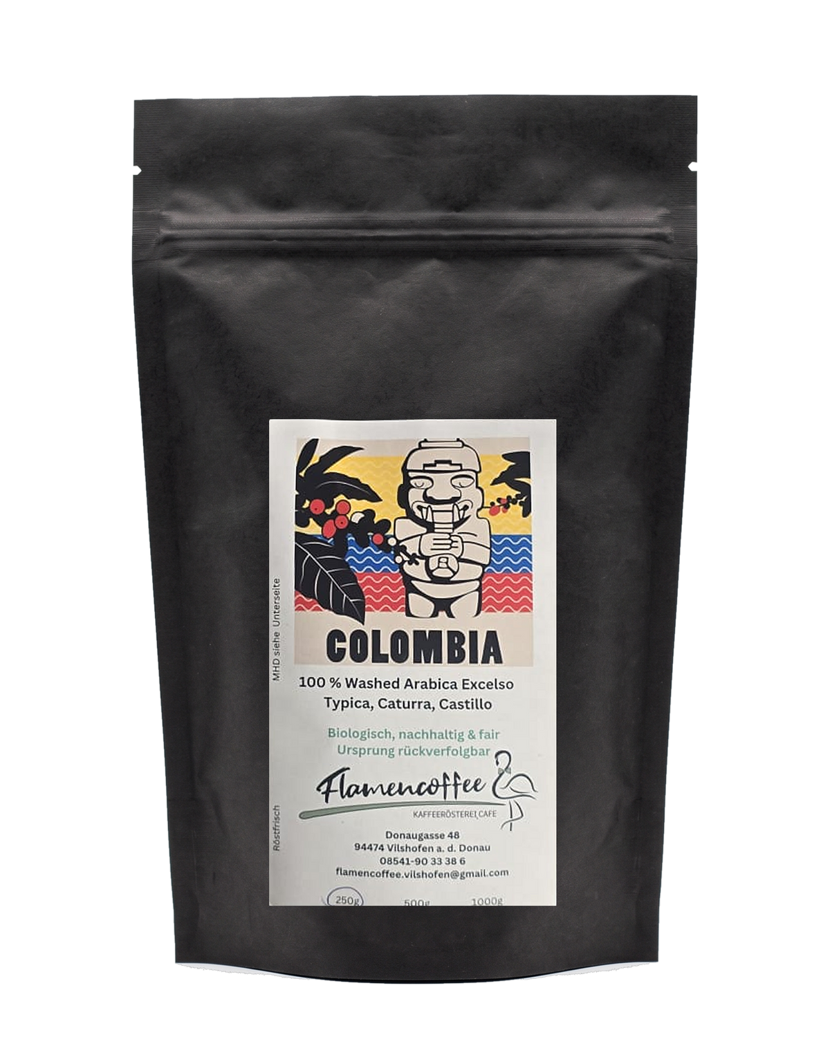 Flamencoffee Colombia – Kaffeetüte, freigestellt