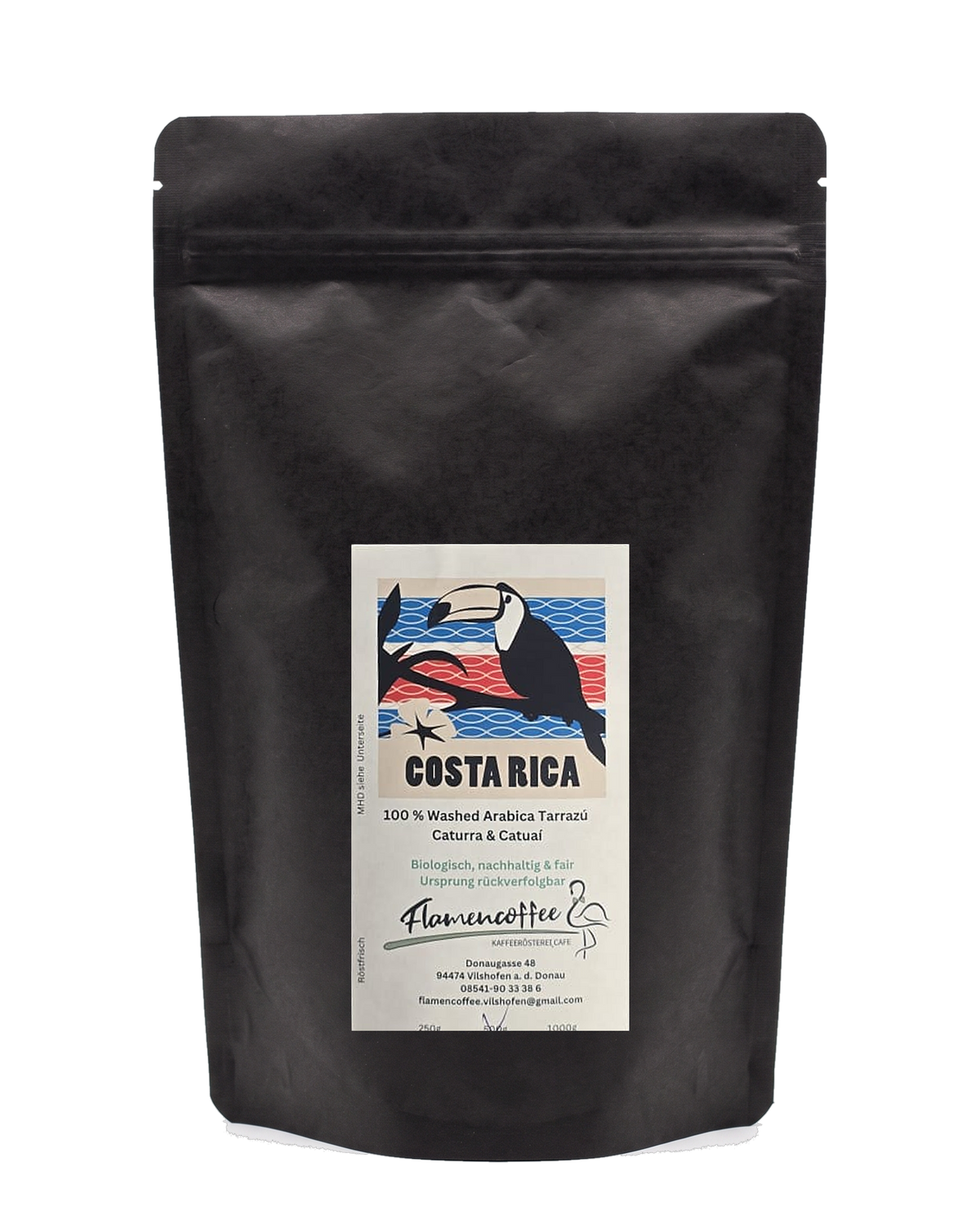 Flamencoffee Costa Rica – Kaffeetüte, freigestellt