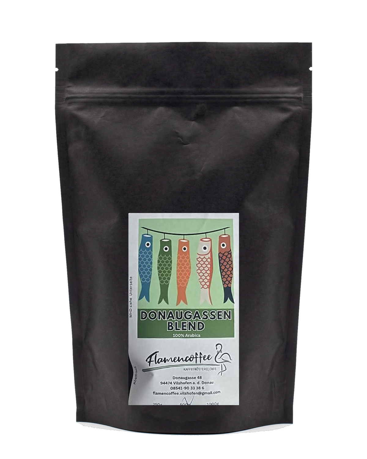 Flamencoffee Donaugassenblend – Kaffeetüte, freigestellt