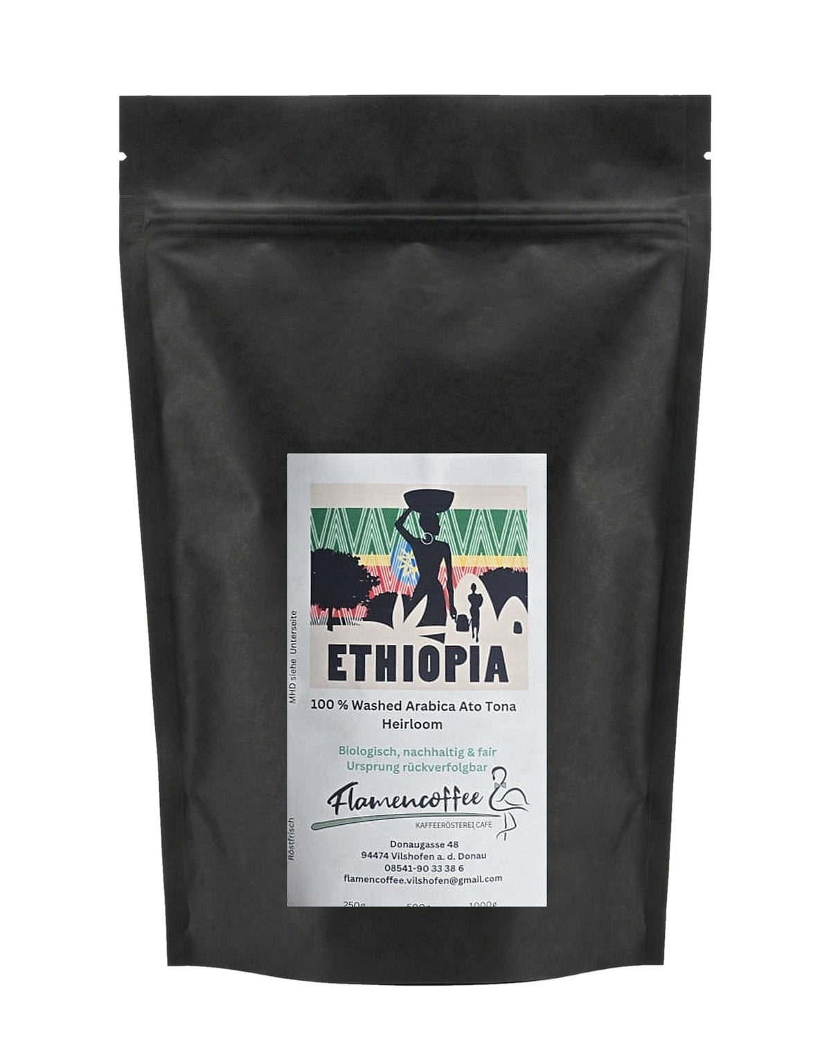 Flamencoffee Ethiopia – Kaffeetüte auf Weiß