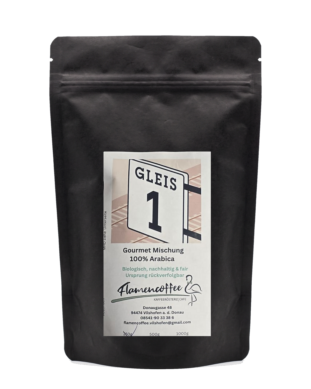 Flamencoffee Gleis 1 – Kaffeetüte, freigestellt