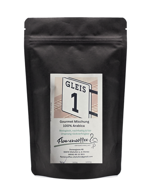 Flamencoffee Gleis 1 – Kaffeetüte, freigestellt