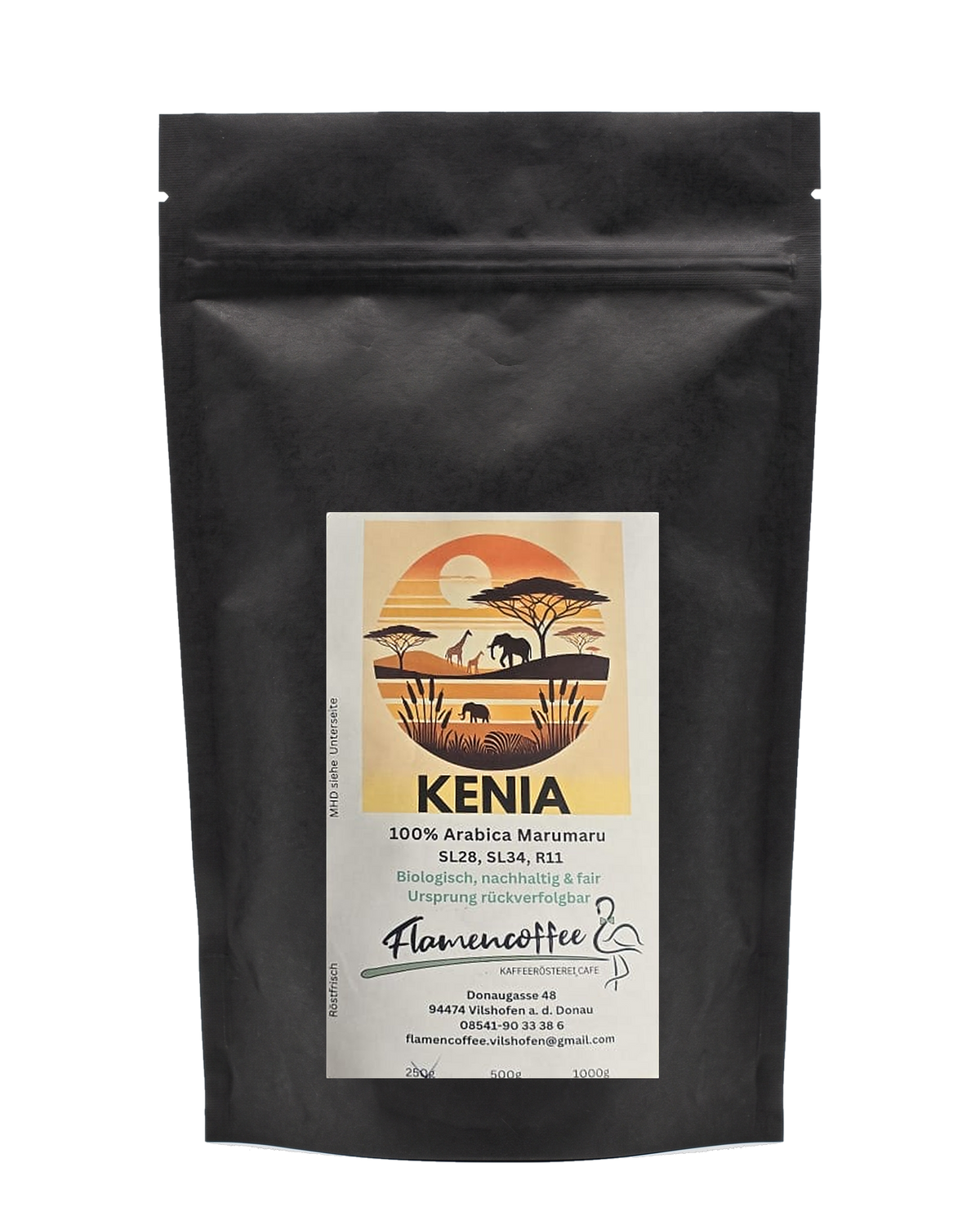 Flamencoffee Kenia – Kaffeetüte, freigestellt