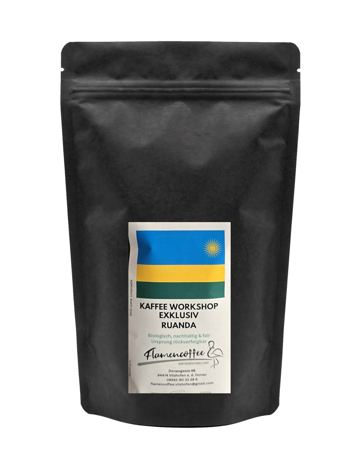 Flamencoffee Ruanda – Kaffeetüte auf Weiß