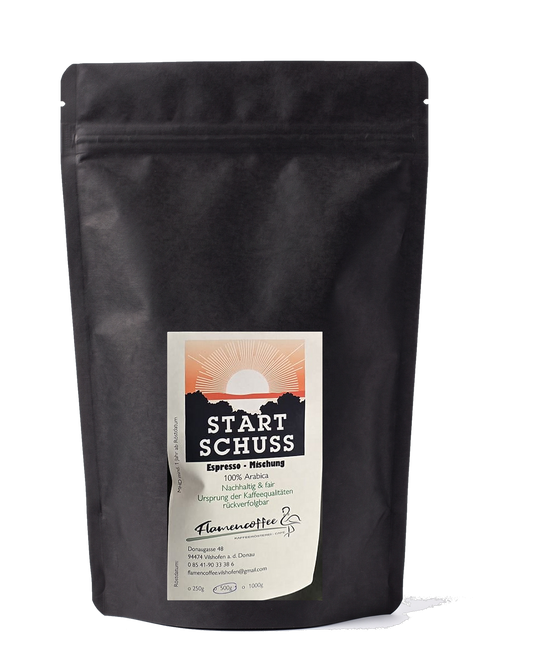 Flamencoffee Startschuss – Kaffeetüte, freigestellt